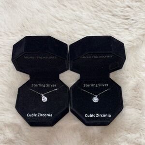 Brand New Necklace Sterling Silver Cubic Zirconia Set of 2